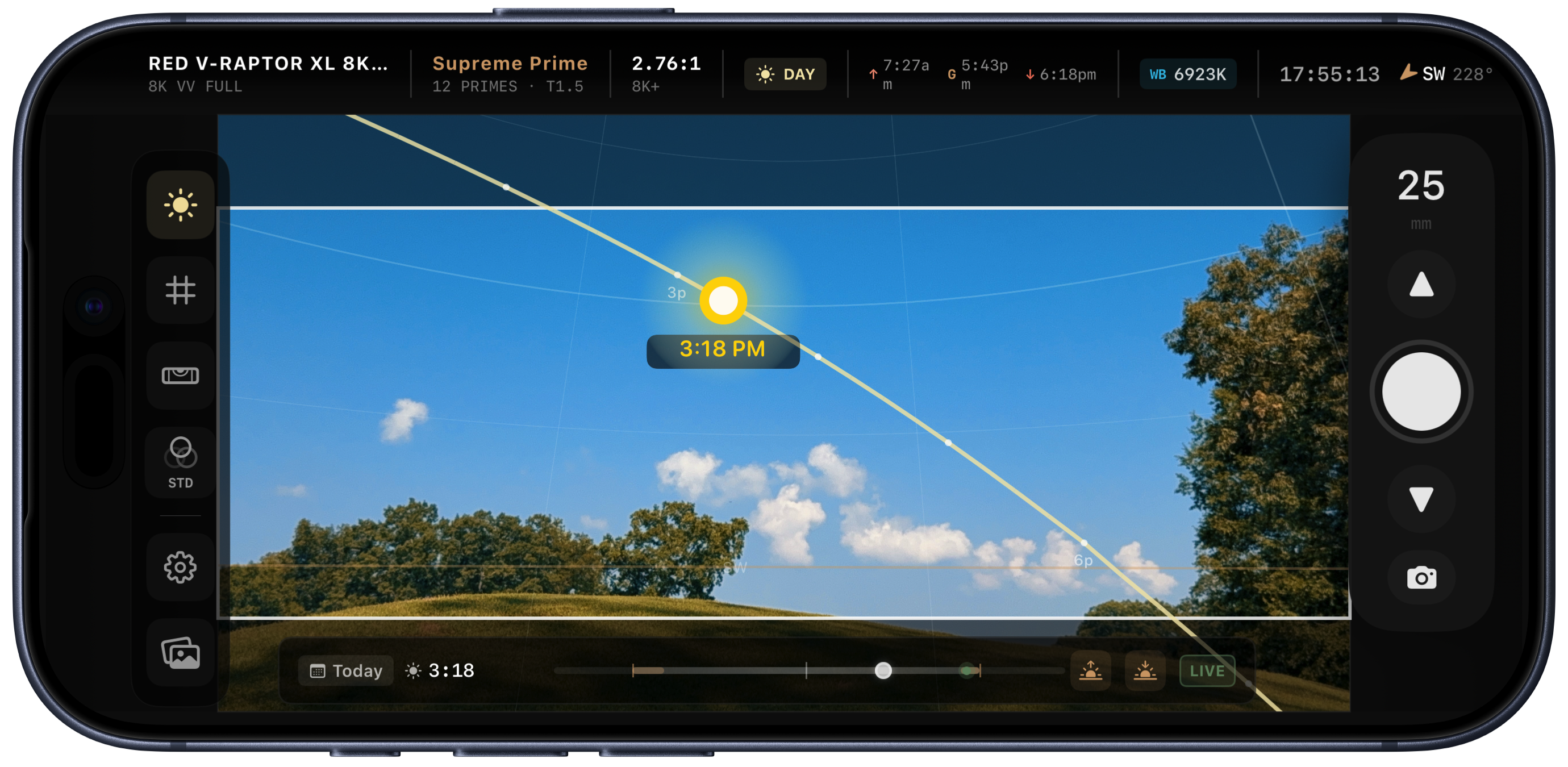 RED V-RAPTOR daylight sun tracking