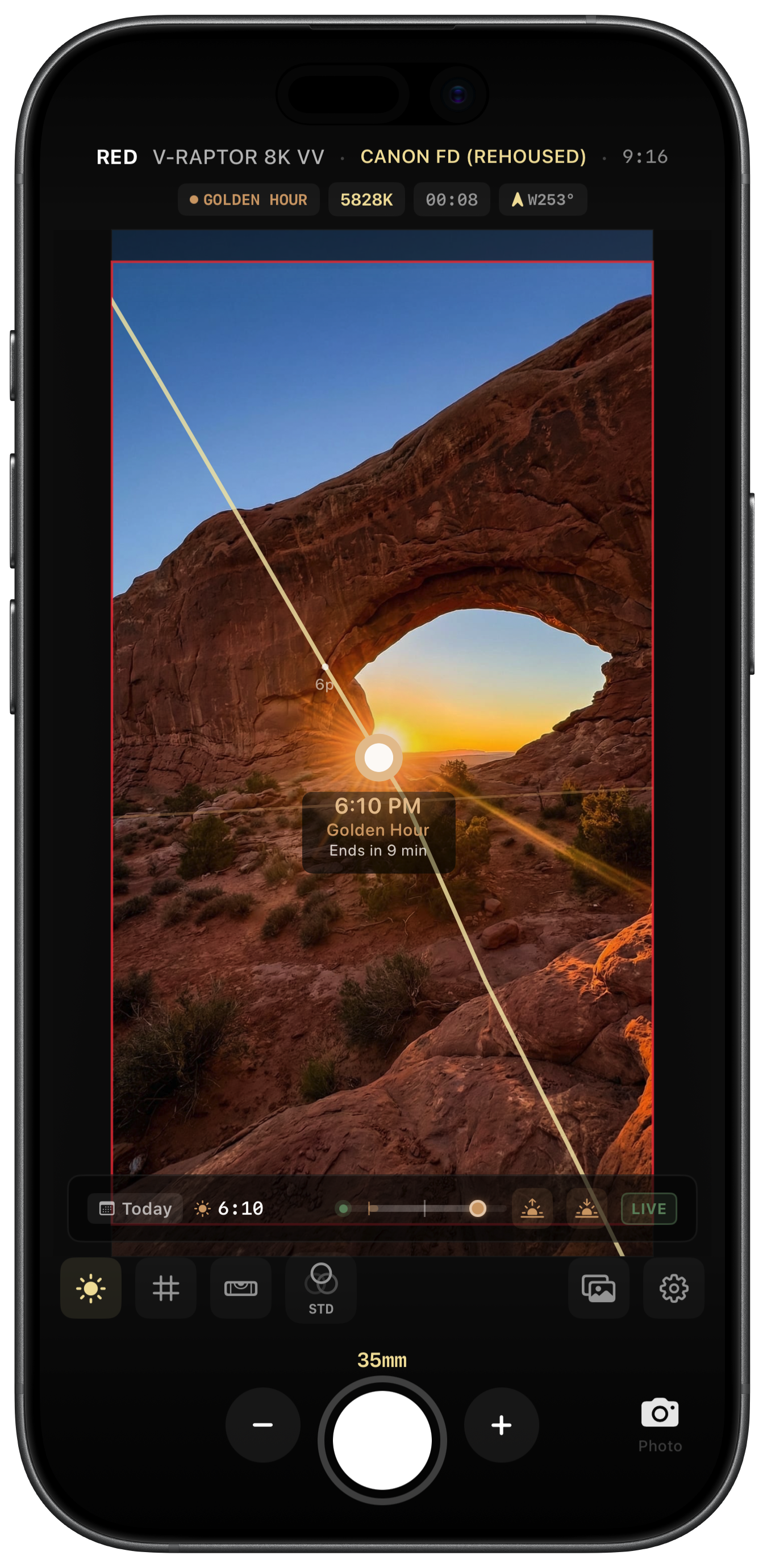 Sun alignment through rock arch